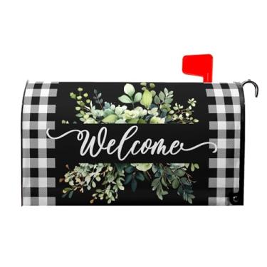 Imagem de Kcozydecor Capa Para Caixa De Correio Com Folhas Eucalipto Verde, Tamanho Padrão Magnético, 45,7 Cm X 53,3 Cm, Xadrez Preto E Branco, Correio, Decoração Jardim Quintal Festas