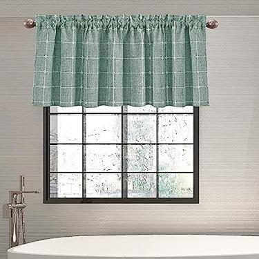 Imagem de Shunjie.Home Pacote Com 4 Sanefas Estilo Fazenda Para Janelas, De Cortina Xadrez Linho Filtro Luz, Janela Semitransparentes Cozinha, Quarto, Banheiro E Sala Estar (Verde Escuro, 132 Cm X 45 Cm)