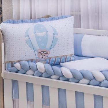 Imagem de Kit de Berço Americano Azul Bebê 10 Peças Ursinho Baloeiro - LuckBaby