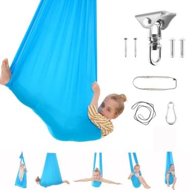 Imagem de Balanço sensorial para crianças com gancho giratório de 360° para crianças com Asperger, autismo, TDAH, transtorno de processamento sensorial