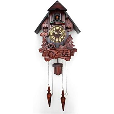 Imagem de Mostrador De Plástico, Relógio De Quartzo De Chalé Da Floresta Negra, Relógio De Cuco De Quartzo Artesanal, Relógio De Parede De Madeira Artesanal, A, normal