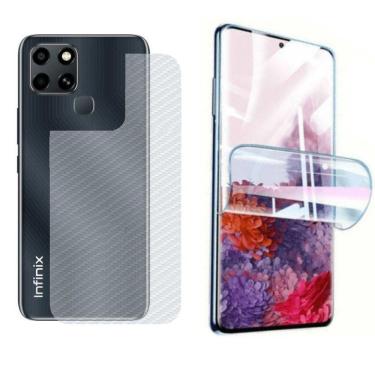 Imagem de Película Hidrogel + Adesivo Fibra De Carbono Para Infinix Smart 6 - Transparente