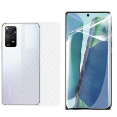 Imagem de Película Hidrogel + Adesivo Fibra De Carbono Para Xiaomi Redmi Note 11t Pro Plus - Tran...