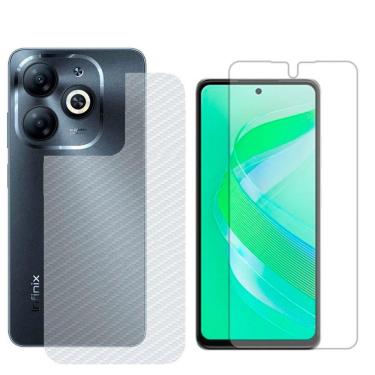 Imagem de Película Hidrogel + Adesivo Fibra De Carbono Para Infinix Smart 8 Pro - Transparente