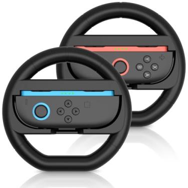 Imagem de SIoenl 2 Pack Switch Steering Wheel for Nintendo Switch 2 Joy-Cons (2025), Racing Wheel Accessories Compatible with Mario Kart World & 8 Deluxe, Ergonomic Design Grip for NS2 Controllers (Black)