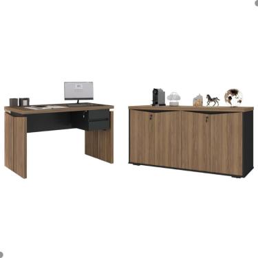 Imagem de Mesa De Escritório E Balcão Morretes Nogal Preto