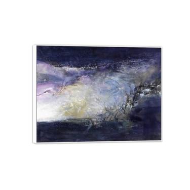Imagem de MUHJDYC Zao Wou-ki Pintura famosa abstrata - imagem de arte em tela - arte de parede para sala de estar - reprodução de impressões (24.04.98) 20x25cm-8x10in moldura branca
