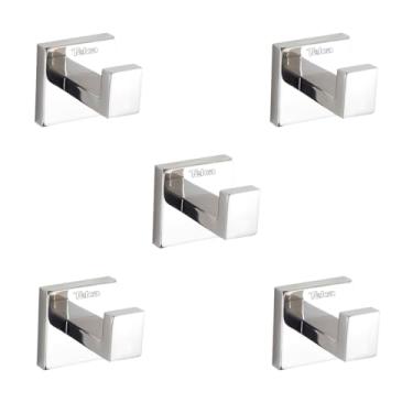 Imagem de Telca Kit 5 Cabides De Banheiro Aço Inox Polido Suporte Para Toalhas E Roupas