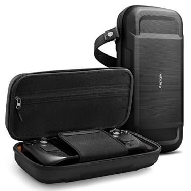 Imagem de Spigen Rugged Armor Pro Projetado para Steam Deck LCD (2022) / Steam Deck OLED (2023) Estojo Rígido de Viagem com Bolsos para Acessórios e Bolsa para Armazenamento do Carregador Original - Preto