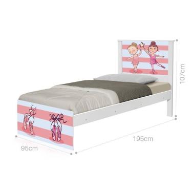 Imagem de Cama Solteiro Com Cabeceira Adesivada Bailarinas