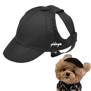 Imagem de Shifenmei Boné para cães – pequeno, rosa, padrão geométrico, orifícios para orelhas, alça ajustável, todas as estações, impermeável, proteção UV, boné de beisebol, boné de caminhoneiro, chapéus para