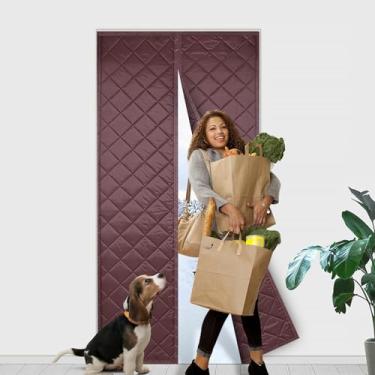 Imagem de Cortina de porta magnética com isolamento térmico, porta de tela de isolamento com fecho automático mãos livres, material Oxford à prova de intempéries, fresco no verão, quente no inverno (tamanho de