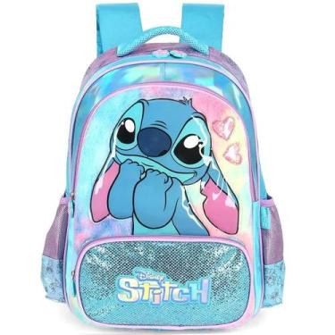 Imagem de Mochila Escolar De Costas Infantil Lilo Stitch Azul Menina - Luxcel