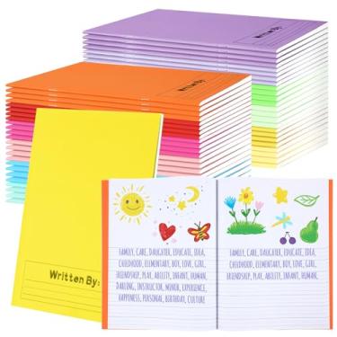 Imagem de Henoyso Caderno de composição primária, 48 peças, K-2, 24 x 19 cm, caderno de escrita em branco para crianças escreverem desenhos e agendas, caderno de 60 páginas, material escolar (multicolorido)