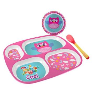 Imagem de Combo Pratinho Divisória Fundo Colher Silicone Alimentação - Arts, Cor