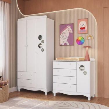 Imagem de Conjunto para Quarto Infantil com Guarda-roupa e Cômoda Trocador Encan