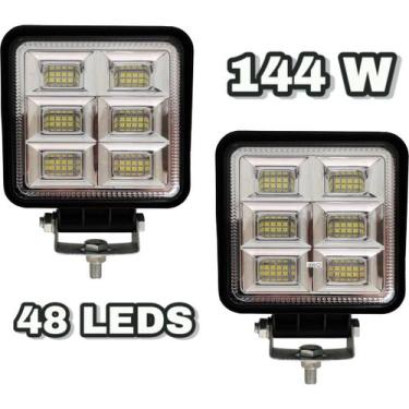 Imagem de Par Farol de Milha Luz auxiliar LED 144W Jeep Caminhonete trator Ilumi