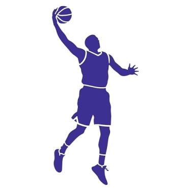 Imagem de Adesivo Jogador de Basquete Ideal para notebook carro portas vidros Paredes Quarto Infantil vários tamanhos (AZUL MARINHO, 25x51,5cm)