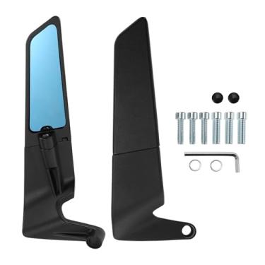 Imagem de VekAuto 1 conjunto de espelhos retrovisores de motocicleta espelhos de guidão universal ajustável liga de alumínio preto M8/M10 forma poligonal