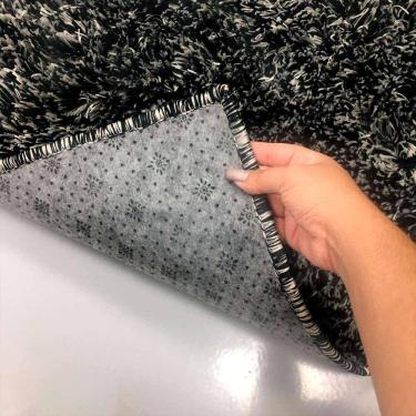 Imagem de Tapete Sala Quarto e Escritório Felpudo Shaggy Altura Pelo 40mm 2,0 x 3,0 m Preto e Cinza Casa Dona