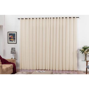 Imagem de Cortina Com Tecido Oxford Roma 3M X 2,50M Palha Ilhós