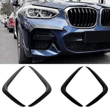 Imagem de Lâmina de ar de afinação de spoiler de faca de vento compatível com X3 X4 G01 G02 M Sport 2018-2021 Kit de carroceria para para-choque dianteiro divisor lateral acessórios para carro (preto brilhante)
