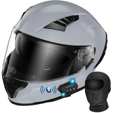 Imagem de Capacete De Motocicleta Bluetooth Full Face Dual Visor Capacete De Motocicleta Adulto Capacete Aprovado Pelo Dot Alto-falante Duplo Embutido Com Microfone Para Adultos Homens Mulheres, D, M 57~58CM