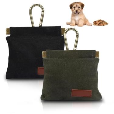Imagem de PEASUG 2 bolsas de petiscos para cães para treinamento de animais de estimação, bolsa de guloseimas para cães sem mão com mosquetão, sacos de passeio para cães com fechamento automático para viagens