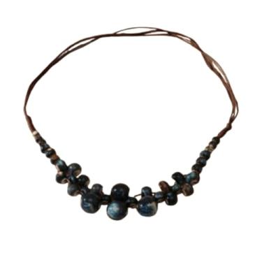 Imagem de Colar de contas de cerâmica colorido boêmio e grosso, hippie, colares, joias, Cerâmica, Sem Pedra Preciosa