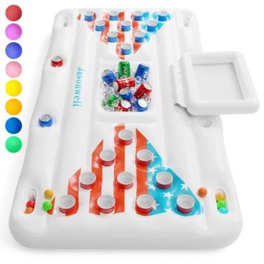 Imagem de Mesa inflável de beer pong para piscina Jasonwell de 6 pés com refrige