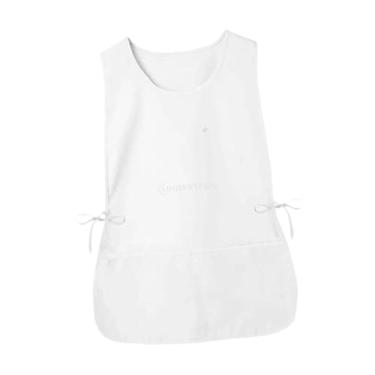 Imagem de Ｂｅｓｇａ de bata, de sapateiro com 2 bolsos, gravatas laterais para homens e mulheres, babador de garçom para artistas, barbeiro, café, salão, Branco