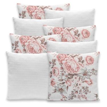 Imagem de Kit 8 Capas de Almofadas 40x40 Piquet Favinho C/Zíper (Roseira Branco)