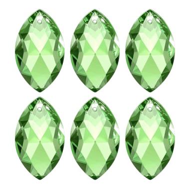 Imagem de PATIKIL Pingentes de cristal K9, contas ovais, pacote com 6, lustre de 38 mm, peças de prismas, contas penduradas, lâmpada DIY para decoração de artesanato, verde