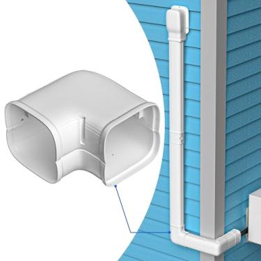 Imagem de TAKTOPEAK 7,6 cm de largura 90° Cotovelo plano, curvatura de nível, mini conjunto de capa de linha dividida, acessórios para mini condicionadores de ar divididos, AC central e bombas de calor