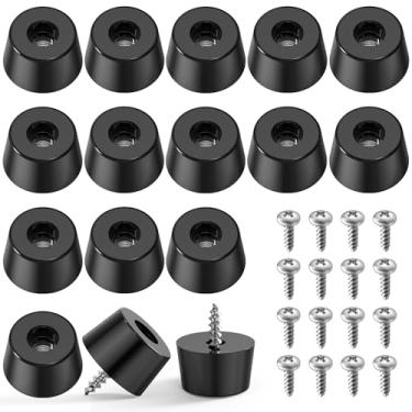 Imagem de Ancable Kit Com 16 Pés Para Tábua De Corte, Borracha Macia Antiderrapantes, Parafusos E Arruelas Aço Inoxidável Integradas Móveis Eletrodomésticos, 2 Cm Largura X 1 Altura, Cabo Preto