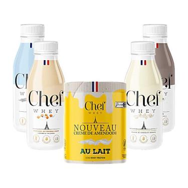 Imagem de Kit Pasta de Amendoim 600g Chef Whey Dose Única 40g Chef Whey, Leitinh
