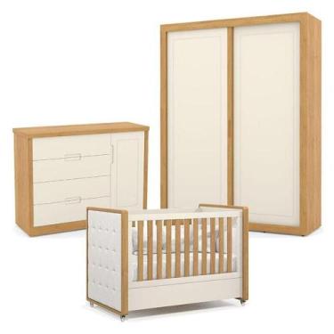 Imagem de Quarto De Bebe 2 Portas Tutto New Freijó Off White Com Capitonê New Bo