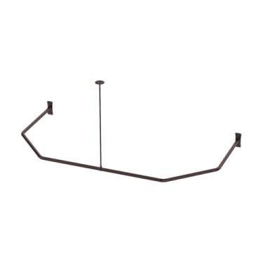 Imagem de Cortina de chuveiro Naiture 152 cm x 76 cm em forma de D com suporte vertical de teto de 91 cm, alumínio, acabamento bronze polido a óleo