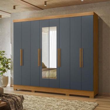 Imagem de Guarda-roupa Casal 8 Portas 4 Gavetas Com Espelhos e Pés Diplomata - M