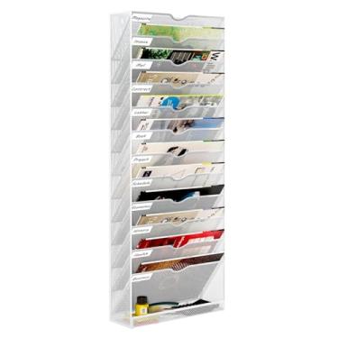 Imagem de PAG-Mass Organizador De Arquivos Parede Suspenso Pag-Mass, Porta-Correspondências Mesa Com 13 Níveis, Organização Contas Papel Para Escritório, Casa E Escola, Branco