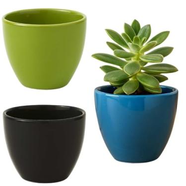 Imagem de Kit 2 Cachepots de Porcelana com Furo – Vaso Pequeno para Plantas, Suculentas, Decoração Moderna