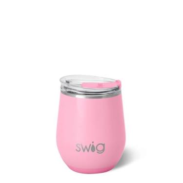 Imagem de Swig Life Copo de vinho de 350 ml com tampa, aço inoxidável, lavável na lava-louças, portátil, copo de vinho com isolamento triplo (chiclete brilhante)
