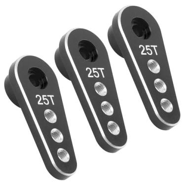 Imagem de 3Pcs Vgoohobby Metal 25T Servo Arm 25 Teeth Steering Horn Fit for Standard Servo Motors Compatible with Traxxas Axial Tamiya 1/10 RC Crawler Car Drift Car (Black)