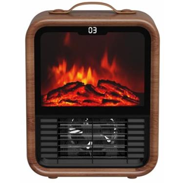 Imagem de Aquecedor Doméstico Termoventilador com 4 configurações de aquecimento e proteção contra superaquecimento, chama dinâmica 3D com design de alça para escritório, casa, quarto