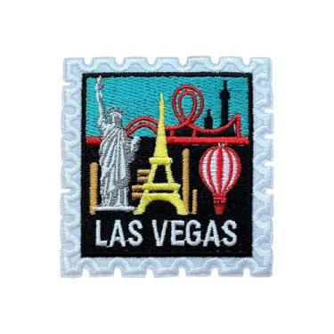 Imagem de LEMEPINZ Emblema bordado de 7,6 cm com selo de Las Vegas, aplique bordado a ferro em/costurar na viagem, adesivos de viagem, adesivos de tecido para roupas, mochilas, chapéus, acessórios