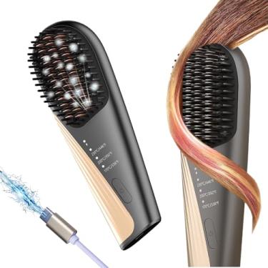 Imagem de Escova alisadora de cabelo sem fio para viagens, preta