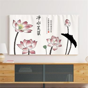 Imagem de Capa contra poeira de TV interna com padrão floral 3D para telas de 32 a 80 polegadas, tecido elástico, capa universal para televisão, monitor de computador, protetor decorativo-flor1||32 polegadas
