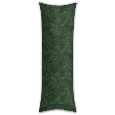 Imagem de Capa de travesseiro corporal com estampa de pétalas florais verde caçador, ultrafina, respirável, longa, 137 x 50 cm, fronha decorativa com zíper oculto, capas de almofada para sofá de quarto
