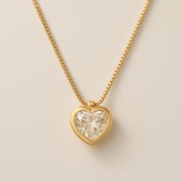 Imagem de Colar Feminino Ponto De Luz Coração Banho a Ouro 18K - BRILHO ETERNO