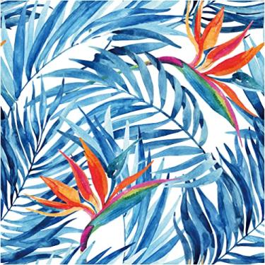 Imagem de Blooming Wall DPYA01 Papel de parede autoadesivo folha azul de aço aquarela com flor de pássaro do paraíso da rainha papel de parede autoadesivo decoração de parede